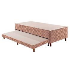 Imagem de Cama Box Base C Auxiliar Solteiro Universal Rustico Bordado Clean 88X188x30 Paropas