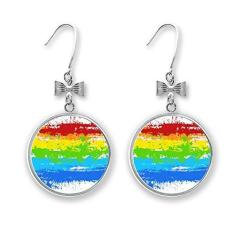 Imagem de Stippling Rainbow Gay LGBT Brincos de laço com gancho perfurado