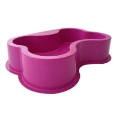 Imagem de Comedouro Bebedouro Pote Osso Cão Gato Cachorro Rosa Pink 1L - Valtec