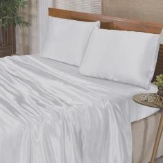 Imagem de Jogo de cama lençol queen + fronha de cetim romantic 04 peças