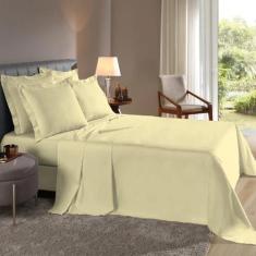 Imagem de Lençol Super King 4 Peças 200 Fios 100% Algodão - Amarelo - Dryka Enxo