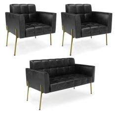 Imagem de Sof  Namoradeira E 2 Poltronas P  De Ferro Dourado Elisa Cora