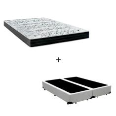 Imagem de Cama Box Queen - Tecido Sintético Branco com Colchão Extra Firme D28 - Suporta 80Kg