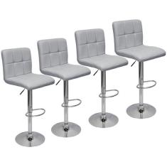 Imagem de Kit 4 Banquetas Confort Gomos Estofada Couro Girat ria C/ Reg