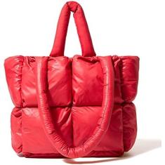 Imagem de Bolsa de ombro grande com baiacu, moderna, luxuosa, chique, acolchoada de algodão, sacola feminina, sacola macia de inverno, bolsa de travesseiro de nylon para baixo, bolsas femininas e bols
