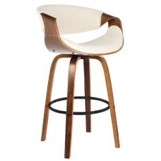 Imagem de Banqueta Nicole Base Madeira - Linho Creme