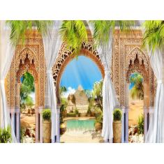 Imagem de Papel De Parede Paisagem Digital Oasis Deserto  Dah31