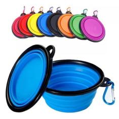 Imagem de Tigela Comedouro Bebedouro Silicone Retrátil Para Cães Ou Gatos (Verme