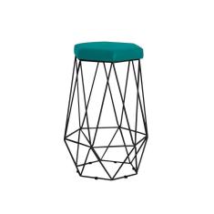 Imagem de Banqueta Rubel Base Preta Suede Azul Claro Gran Belo