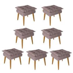 Imagem de Kit 07 Puff Puf Banqueta Opala Para Quarto Sala Recepção Suede Marrom 