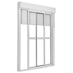 Imagem de Porta Correr 2 Folhas Móveis Central Topsul com Persiana Integrada Manual 220x150cm Esquadrisul Branco
