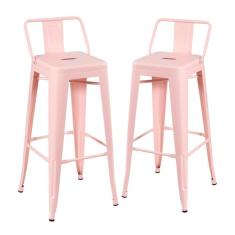 Imagem de Kit 2 Banquetas Altas Com Encosto 76 Cm Rosa Antigo