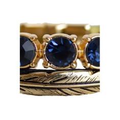 Imagem de Pulseira Armazem RR Bijoux couro pena azul marinho