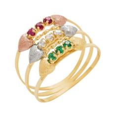 Imagem de Anel de Ouro 18k Feminino Tricolor Amore del Cuore - Meu Anel