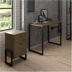 Imagem de Escrivaninha 90cm Gaveteiro 2 Gavetas Castanho