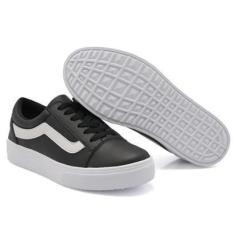 Imagem de Tênis Casual Basico Detalhado Feminina com Cadarço e Sola Borracha-Feminino