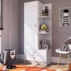Imagem de Guarda Roupas de Bebê Prateleiras 1 Porta Meu Fofinho Branco/Fumê