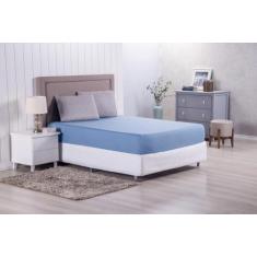 Imagem de Jogo De Lençol Modern 3 Peças Queen Percal De Poliéster 300 Fios Azul