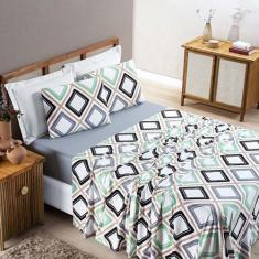 Imagem de Jogo De Lençol Grace Solteiro 3 Peças Malha 100% Algodão Macio Estampa