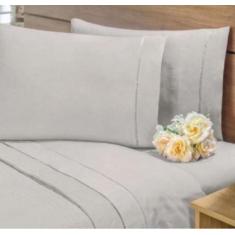 Imagem de Jogo De Lençol Queen 4 Peças 180 Fios Ponto Palito - 100% Algodão - Re