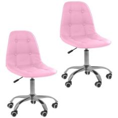 Imagem de Kit 02 Cadeiras Office Eiffel Boton  Ajust vel Base Girat ria