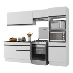 Imagem de Armário De Cozinha Compacta 4 Peças Com Rodapé Mp2193 Made Multimóveis Branco/preto Branco/preto