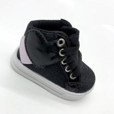 Imagem de Tênis Sapatinho Para Bebês Infantil Cano Alto Love Glitter Preto, 21