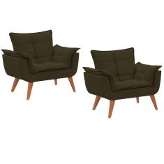 Imagem de Kit 02 Poltronas Decorativas Opala Suede Marrom