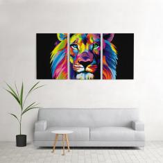 Imagem de Quadro Decorativo Para Sala 60X120Cm Leão Quarto Grande