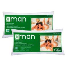 Imagem de Travesseiro Fibras Siliconadas Aman Corpo Inteiro Kit c/ 2 Un 50x130 - Ortobom