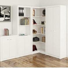 Imagem de Conjunto Home Office 4 Peças com 1 Balcão, 2 Armários e 1 Estante Tecno Mobili Branco