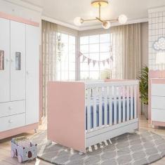 Imagem de Berço Mini Cama Infantil Rosê Branco Encanto