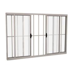 Imagem de Janela de Correr em Alumínio 100 x 120 x 8 cm Grade 4 Folhas V. Boreal