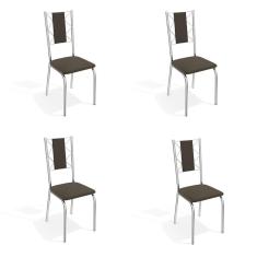 Imagem de Conjunto Com 4 Cadeiras De Cozinha Lisboa Cromado E Marrom