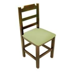 Imagem de Cadeira Fixa De Madeira Paulista Com Assento Estofado Verde - Imbuia