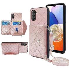 Imagem de Furiet Capa carteira compatível com Samsung Galaxy A14/M14 5G com alça de ombro transversal e suporte de couro para cartão de crédito, acessórios de celular, capa para celular A 14 4G 14 A 14 M G5