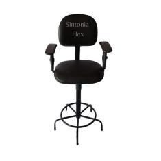 Imagem de Cadeira secretaria  caixa alta com braço de regulagem de altura  - a gás - base de ferro fixa - corano preto