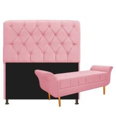 Imagem de Kit Cabeceira Estofado Lady e Recamier Ari 90 cm Solteiro Suede  Bebê - Amarena Móveis