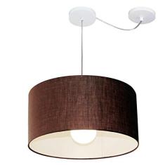Imagem de Lustre Pendente Cilíndrico Com Desvio de Centro Vivare Md-4228 Cúpula em Tecido 45x25cm - Bivolt