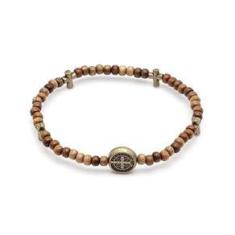 Imagem de Pulseira Mini Terço Medalha de São Bento Marrom