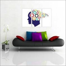 Imagem de Quadro Decorativo Psicologia Cérebro Decorações Com 3 peças Com Moldur