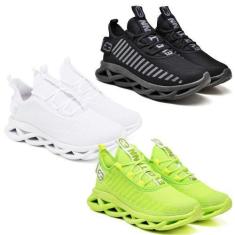 Imagem de 3 Tênis De Corrida Feminino Academia Confortavel Verde/Branco - Evolte