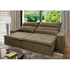Imagem de Sofá Retrátil Reclinável Amsterdam 3,00m Suede Velut Bege Molas no Ass