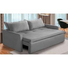 Imagem de Sofá Sem Caixa Retrátil E Reclinável 2,00M Com Molas Kiara Suede Cinza