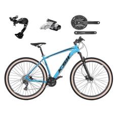 Imagem de Bicicleta Aro 29 Ksw Xlt Alumínio Câmbio Traseiro Shimano Alívio e Altus 27v Freio Hidráulico Garfo Com Trava Pneu com Faixa Bege - Azul