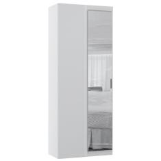 Imagem de Guarda Roupa De Canto Reto Modulado 90cm 1 Porta Com Espelho Alpes Luciane Móveis Branco Pf