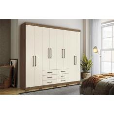 Imagem de Guarda Roupa 8 Portas e 6 Gavetas c/ Pés Master 8.6 Jatobá/Areia - Santos Andirá