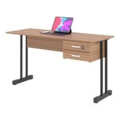 Imagem de Mesa Escrivaninha Home Office 2 Gavetas pés aço Ethos 100 Cm - A Nunes