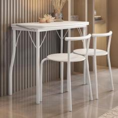 Imagem de Conjunto Sala de Jantar Palermo Branco Mesa e 2 Banquetas Carraro