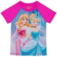 Imagem de Camiseta Infantil Proteção Solar Princesas Disney Manga Curta Pink Tip Top